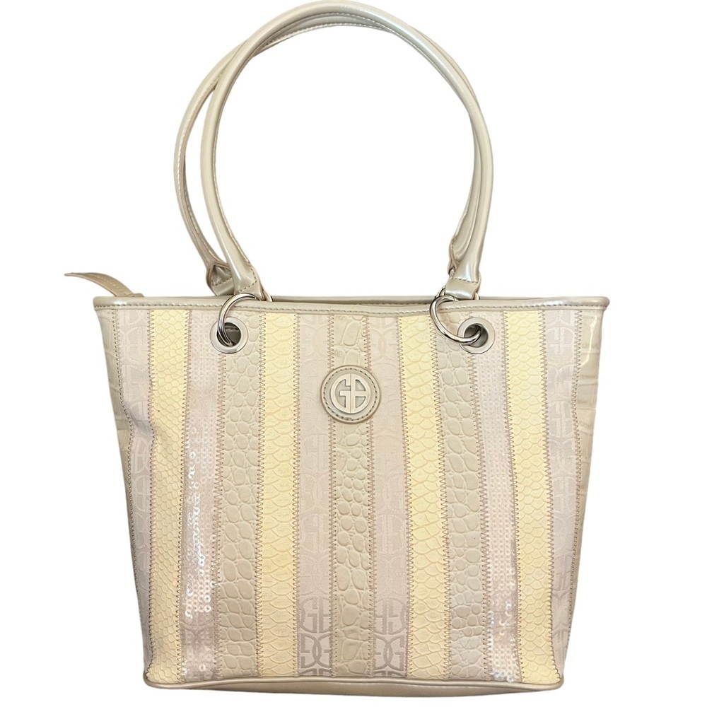 Giani Bernini Leather Striped Shoulder Bag in GUC